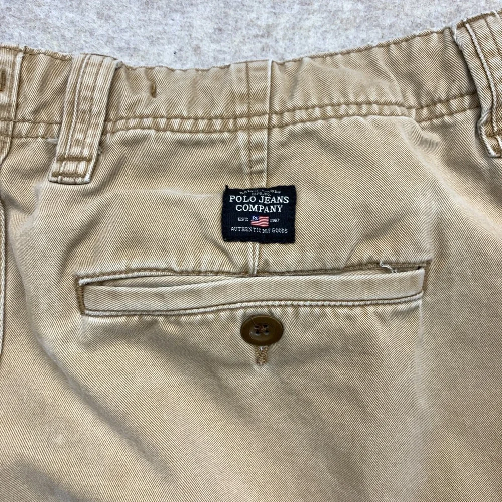 Vintage Polo Jeans Co Ralph Lauren Shorts 36 Khaki Cargo Baggy Y2K Grunge Skater